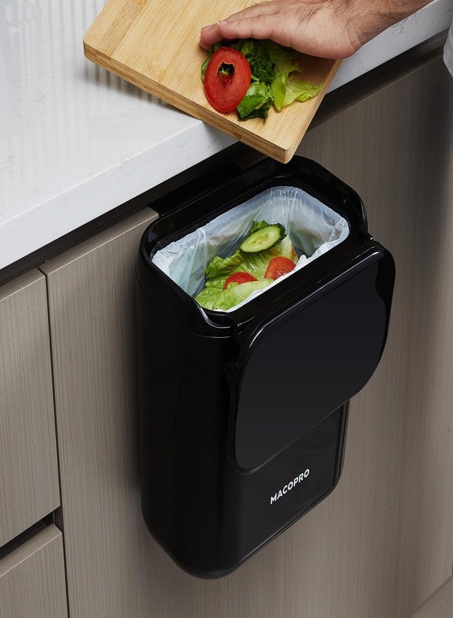 MACOPRO Compost Bin Hanging Trash Can with Lid Under Sink for Kitchen, Food Waste Bin for Countertop with Lid, Mountable Garbage Can for Bathroom, RV, 8L/2.6Gal - Image 2