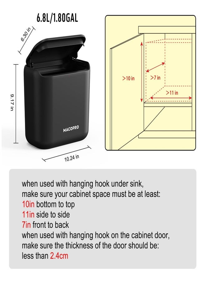 MACOPRO Compost Bin Hanging Trash Can with Lid Under Sink for Kitchen, Food Waste Bin for Countertop with Lid, Mountable Garbage Can for Bathroom, RV, 8L/2.6Gal - Image 5