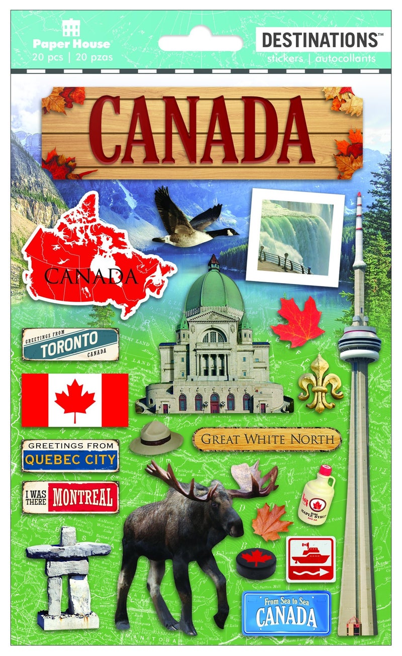 Paper House Productions Travel Canada 2D Stickers 3Pack Green