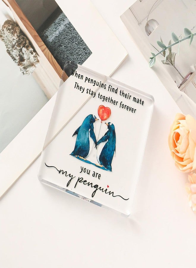 Smilelife Valentines Day Gift for Her Him - Wedding Anniversary Acrylic Plaque Keepsake - Penguin Romantic I Love You Gifts for Couple Wife Husband Girlfriend Boyfriend Fiancee (Penguin) - Image 3