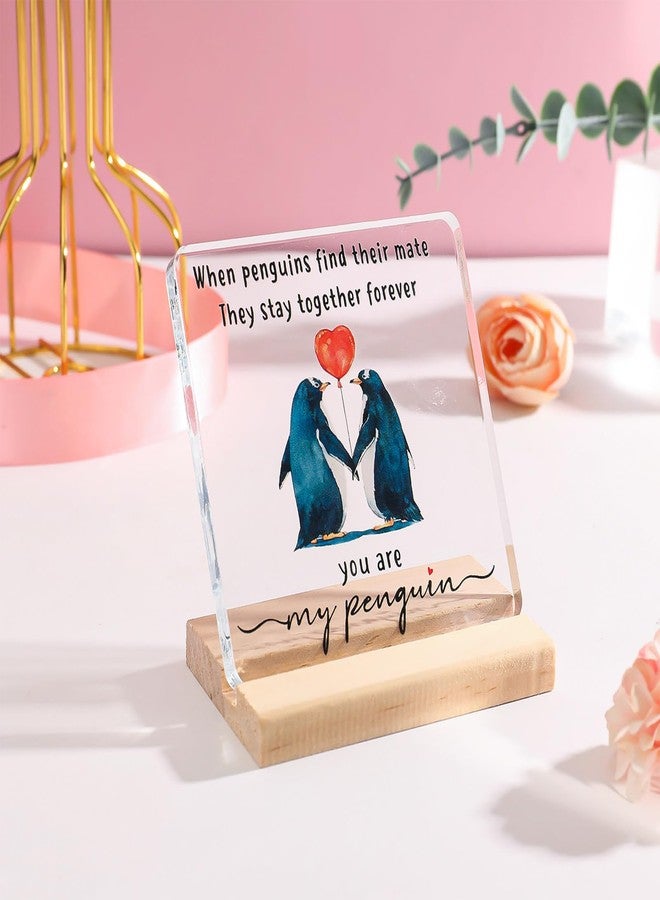 Smilelife Valentines Day Gift for Her Him - Wedding Anniversary Acrylic Plaque Keepsake - Penguin Romantic I Love You Gifts for Couple Wife Husband Girlfriend Boyfriend Fiancee (Penguin) - Image 2
