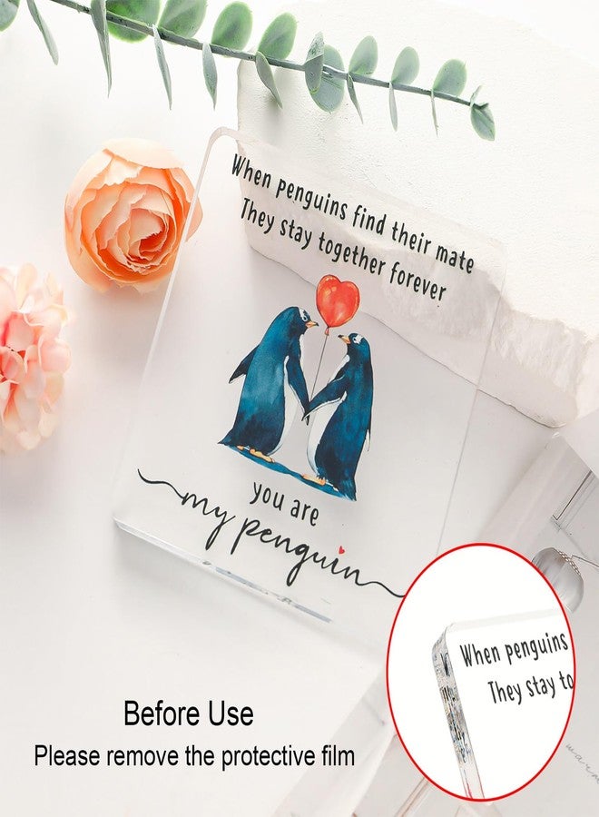Smilelife Valentines Day Gift for Her Him - Wedding Anniversary Acrylic Plaque Keepsake - Penguin Romantic I Love You Gifts for Couple Wife Husband Girlfriend Boyfriend Fiancee (Penguin) - Image 4