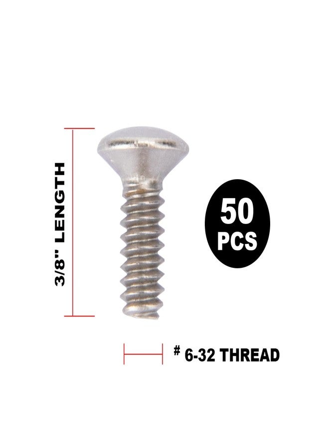 Henne Bery 3/8" Long 6-32 Thread, Oval Head Milled Slot Replacement Wall Plate Screws, 30 Pack, Nickel - Image 2