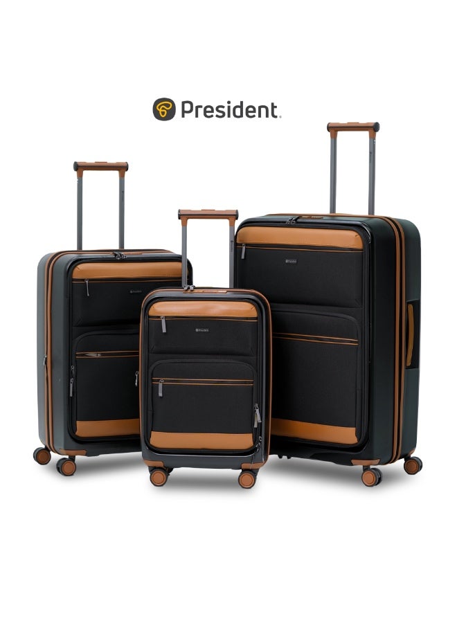 President The President Luggage Set Of 3 - Polycarbonate Material | Unisex | Money Moves, Black - Image 1