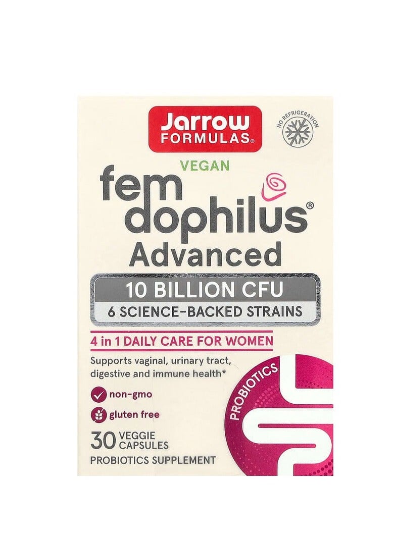 Jarrow Formulas, Vegan Fem Dophilus, Advanced, 10 Billion CFU (250 mg), 30 Veggies Capsules
