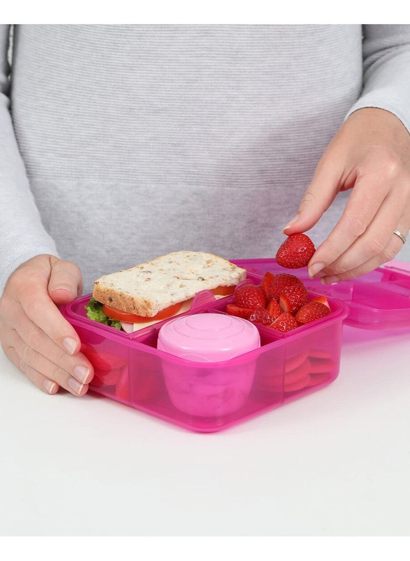 Sistema Bento Cube Lunch Box 1.25L Pink with Multi Compartments, Easy Lock Clip Lid, BPA Free Reusable Food Storage Container for Sandwiches, Snacks & Meal Prep, Made in New Zealand - Image 2
