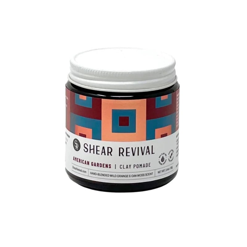 Shear Revival American Gardens Clay Pomade  Matte Paste Professional Hair Styling Wax Strong Hold Molding Sculpting Aloe Based Formula Fullness  Texture Slick Back Look Wild Orange  Oakmoss 34oz