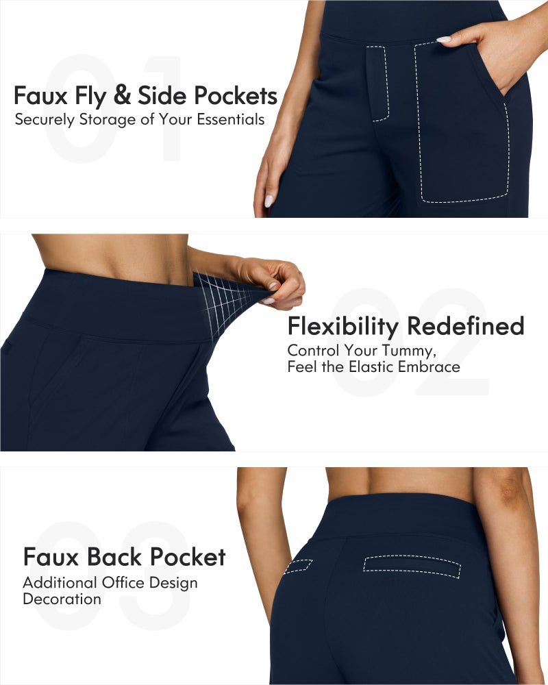 G4Free Women's Pants Loose Casual Pants for Travel Shopping Breathable Workout Sports Pants Full Length Wide Leg Yoga Pants(Dark Navy,XL,Tall) - Image 5
