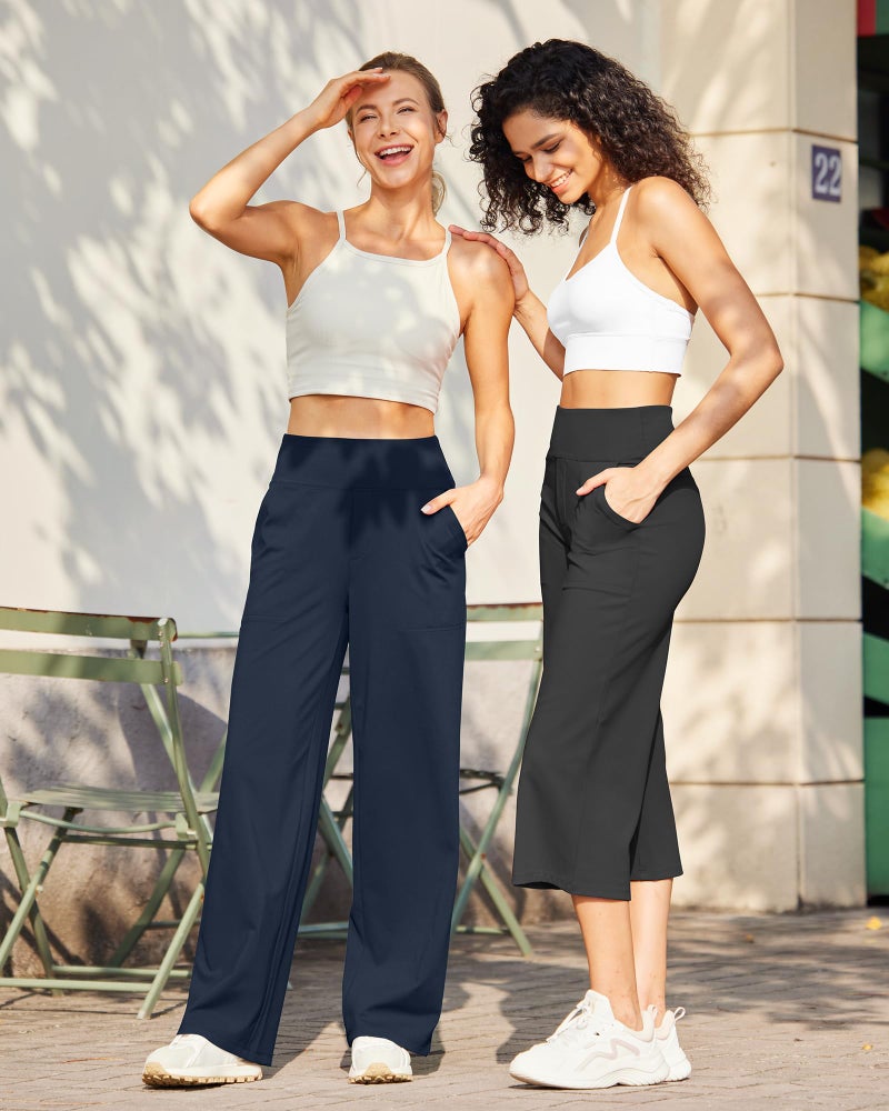 G4Free Women's Pants Loose Casual Pants for Travel Shopping Breathable Workout Sports Pants Full Length Wide Leg Yoga Pants(Dark Navy,XL,Tall) - Image 4