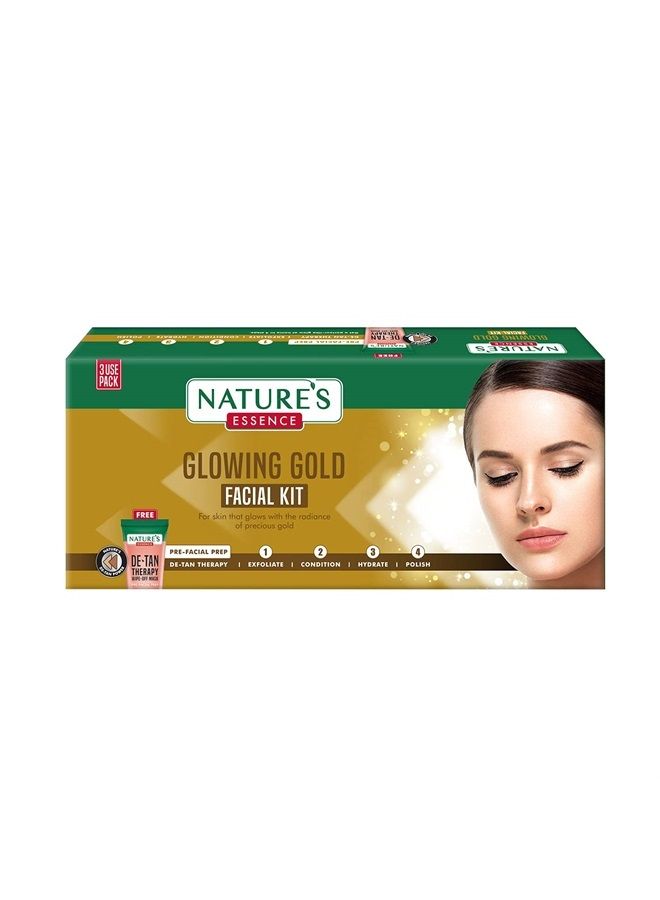 Nature's Essence Glowing Gold Facial Kit (60Grams+15ML) - Image 1