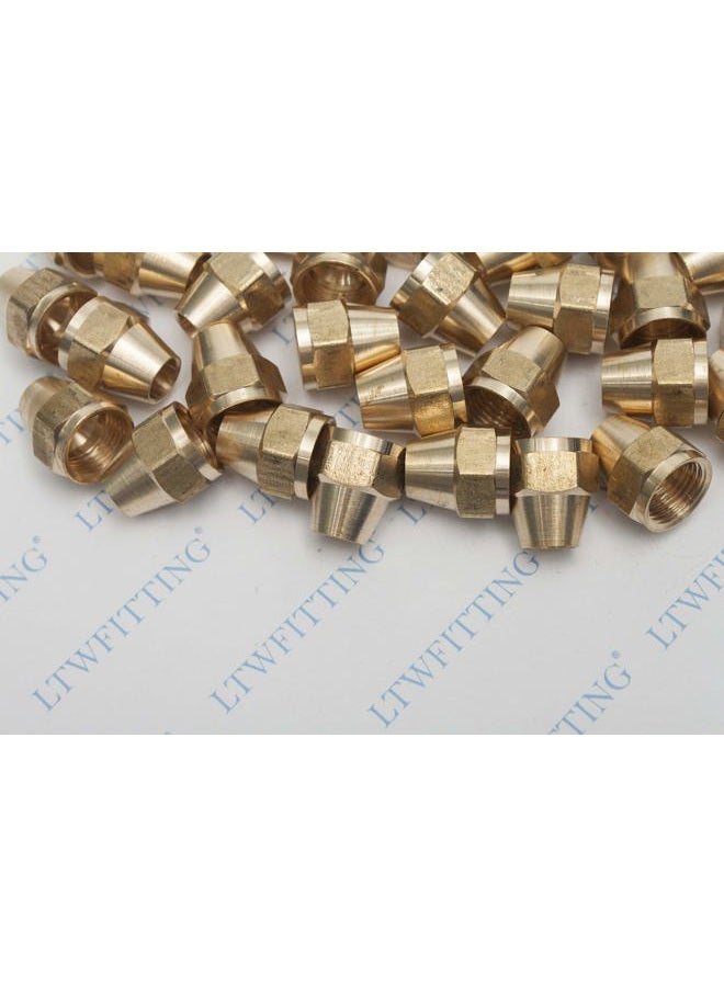 LTWFITTING Generic Brass 3/8" OD Short SAE 45 Deg Flare Nut ,Brass Flare Tube Fitting(Pack of 10) - Image 2