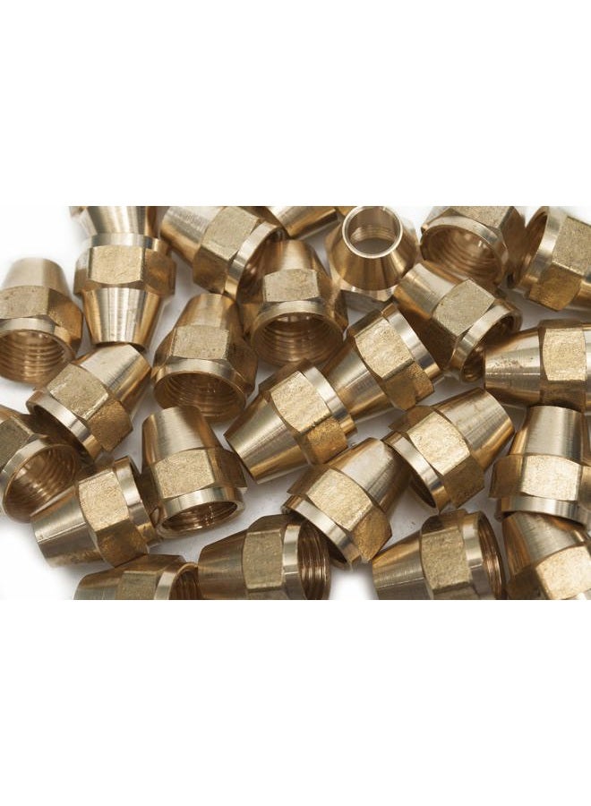 LTWFITTING Generic Brass 3/8" OD Short SAE 45 Deg Flare Nut ,Brass Flare Tube Fitting(Pack of 10) - Image 1