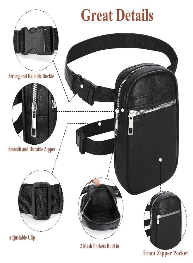 SUOSDEY Thigh Harness Waist Leg Bag for Women, Fanny Pack Leather Hip Bag,black - Image 5