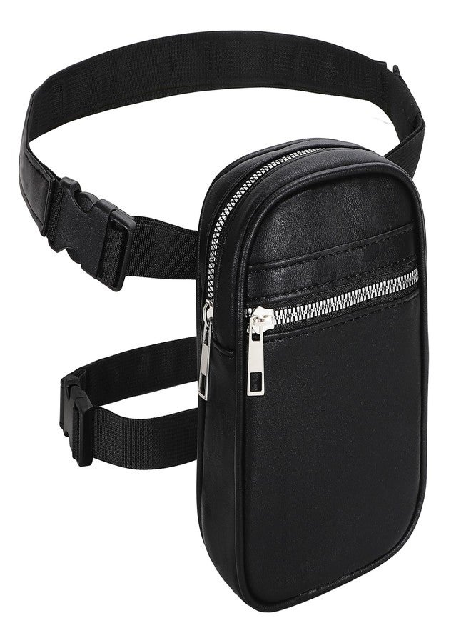 SUOSDEY Thigh Harness Waist Leg Bag for Women, Fanny Pack Leather Hip Bag,black - Image 1