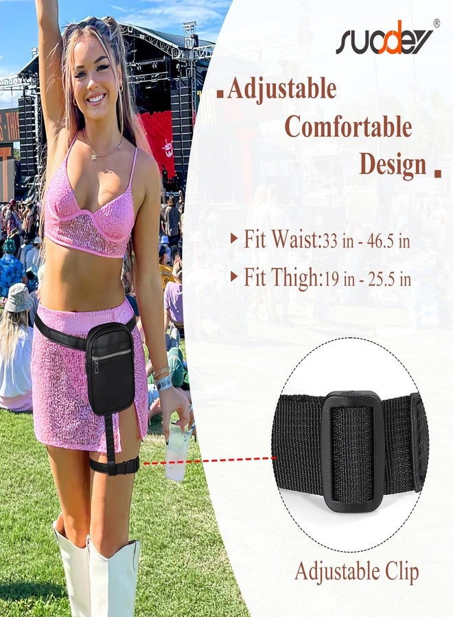 SUOSDEY Thigh Harness Waist Leg Bag for Women, Fanny Pack Leather Hip Bag,black - Image 4