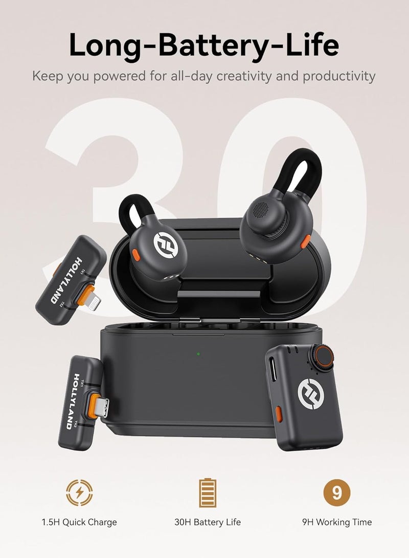 Hollyland Holyland Lark M2S Ultimate Combo Wireless Lavalier Microphone (Camera RX + Lightning RX) for iPhone/Camera/Android/PC, Built-in Mic, Titanium Clip Noise Cancelling, Vlogging, Interviews, Creation - Image 2