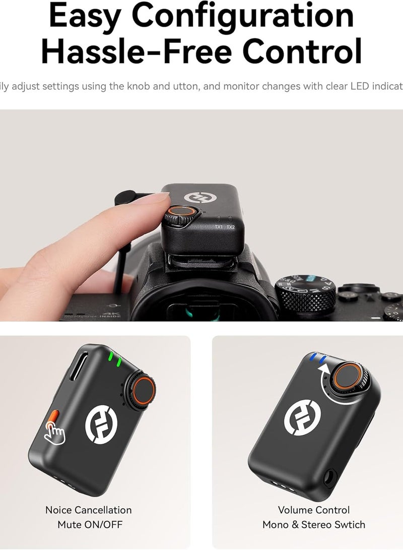 Hollyland Holyland Lark M2S Ultimate Combo Wireless Lavalier Microphone (Camera RX + Lightning RX) for iPhone/Camera/Android/PC, Built-in Mic, Titanium Clip Noise Cancelling, Vlogging, Interviews, Creation - Image 3