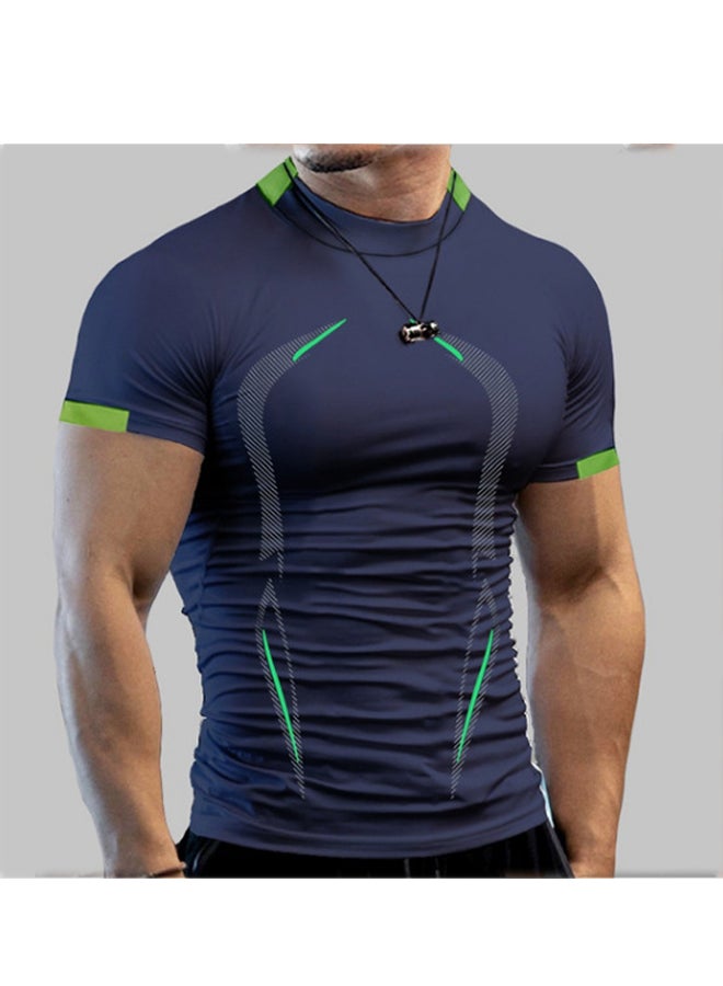 Summer Men Fitness Exercise Breathable Short Sleeve Quick Drying T-shirt  - Image 1