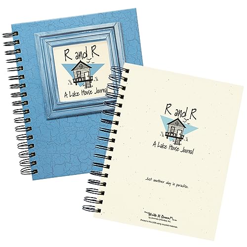 Write it Down series by Journals Unlimited, Guided Journal, R and R, A Lake House Journal, Full-size 7.5"x 9", Blue Hard Cover, Made in USA - Image 2