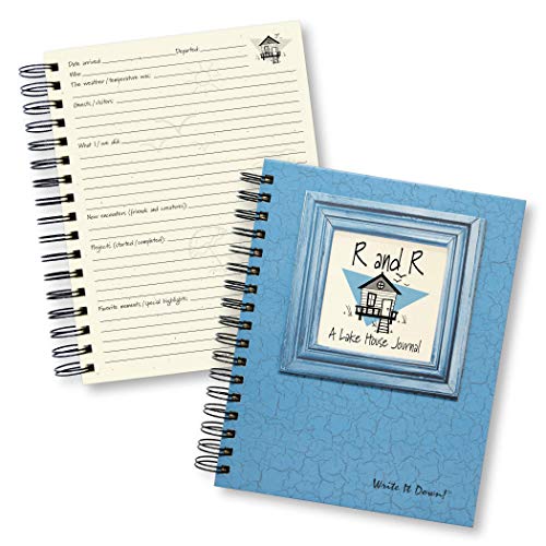 Write it Down series by Journals Unlimited, Guided Journal, R and R, A Lake House Journal, Full-size 7.5"x 9", Blue Hard Cover, Made in USA - Image 1
