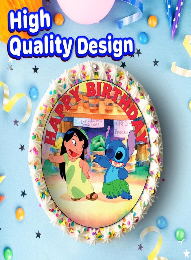 NATURAL BEHAVIOUR 7.5 Inch Lilo Kids Fun Cake Topper – Round Edible Birthday Cake Decorations, Happy Birthday Cake - Image 2