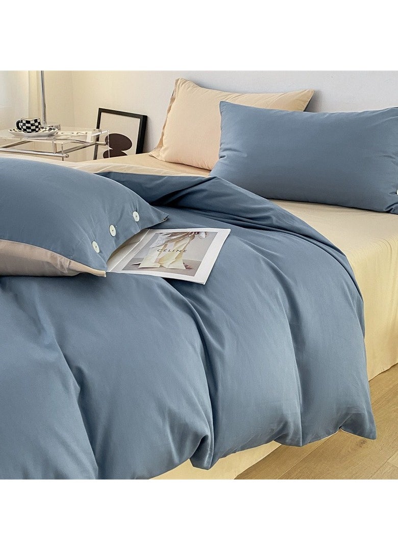 AROAQ Bed Cover Set, Soft Luxurious Pure Bedsheet Set, Long-staple Cotton Simple Solid Color Bed Sheet Quilt Cover Bedding Twill Cotton Set,( grey, 2.0m bed sheet four-piece set)  - Image 2