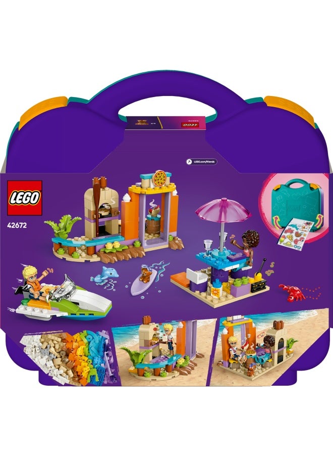 LEGO - Friends 2in1 Creative Beach and Travel Suitcase Set for Kids, with a Plane Toy, 2 Mini Dolls, Dog & Dolphin Figures, Birthday Gift for 5 Plus Year Old Girls, Comes in a Handy Sorting Box 42672 (188 pieces) - Image 1