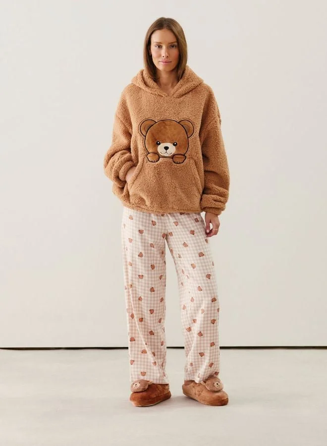 UNDIZ Sherpa sweatshirt with teddy bear embroidery