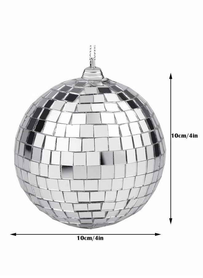 CGSYJ - Disco Mirror Balls Silver Hanging Ball for 50s 60s 70s DJ Light Effect Party Home Decoration Stage Props School Festivals Favors and Supplies 4 Inch, 4inch, Silver, 2 Pcs - Image 1