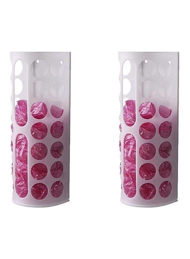 2 Pcs Plastic Bag Dispenser White
