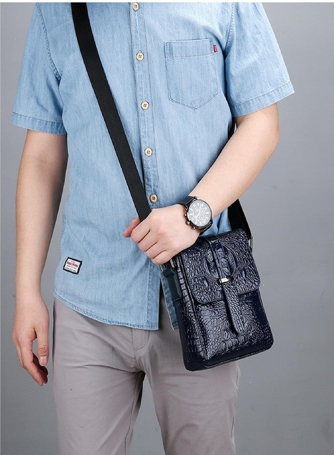 JVCV® Men's Luxury Crocodile Pattern Messenger Bag - Premium PU Leather Crossbody Shoulder Bag with Adjustable Strap - Elegant & Durable for Business, Travel & Daily Use (Crocodile Black) - Image 5