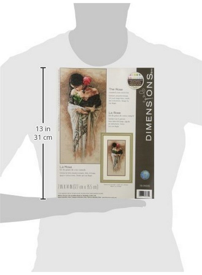 Dimensions Woman With Rose Counted Cross Stitch Kit 14 Count Beige Aida 7'' X 14'' - Image 2