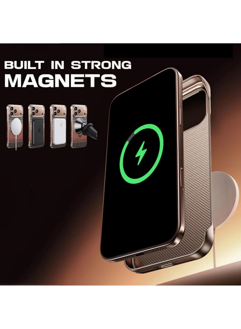 أداندو جراب لهاتف iPhone 17 Pro، جراب واقٍ من الصدمات نحيف بدون حواف مع ألياف أراميد، جراب أنيق وبسيط مع حامل حلقي 360 درجة (غروب الشمس) - Image 3