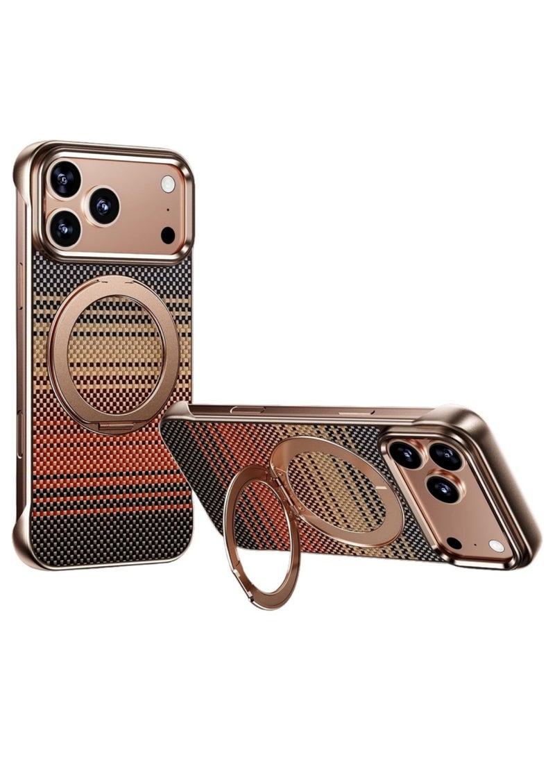 أداندو جراب لهاتف iPhone 17 Pro، جراب واقٍ من الصدمات نحيف بدون حواف مع ألياف أراميد، جراب أنيق وبسيط مع حامل حلقي 360 درجة (غروب الشمس) - Image 1