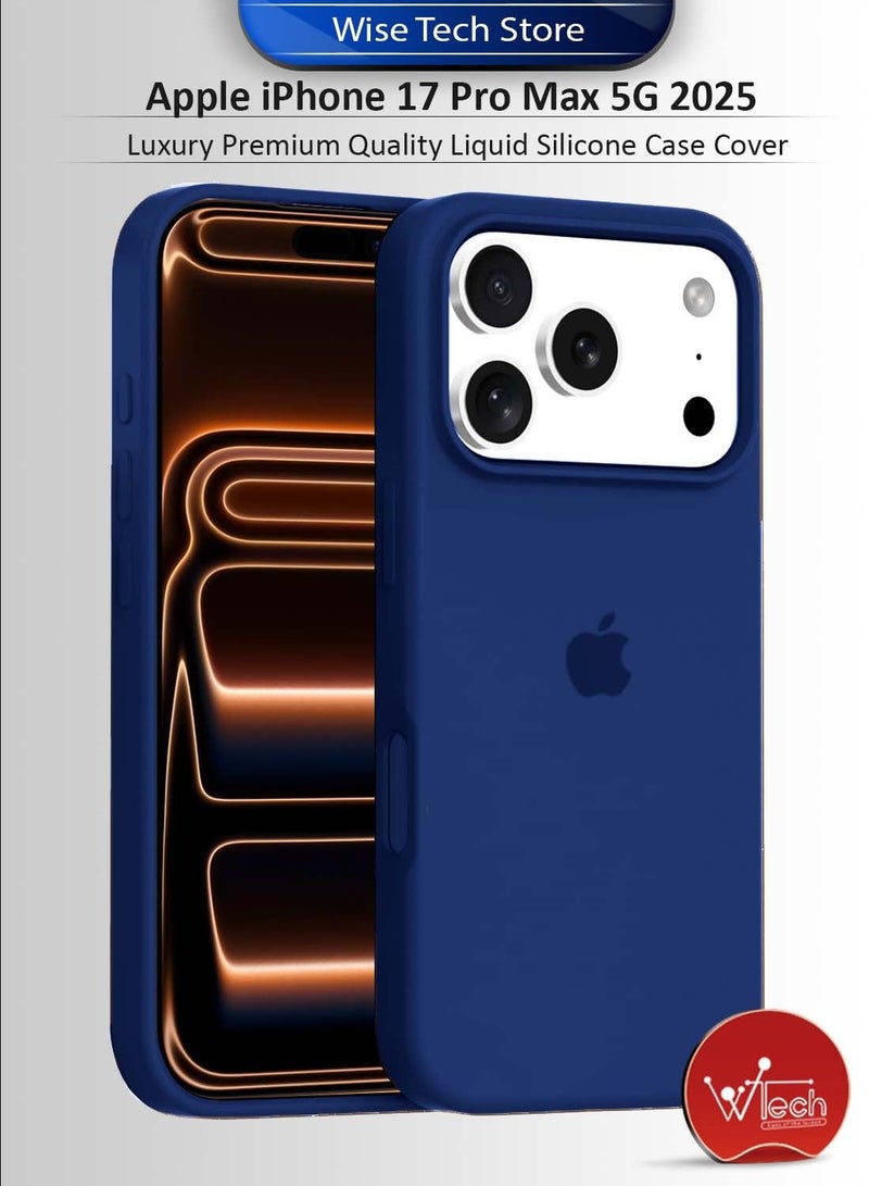 Wtech Apple iPhone 17 Pro Max 5G 2025 Luxury Premium Quality Liquid Silicone Case Cover (MCRPSN) - Navy Blue & Apple iPhone 17 Pro Max 5G 2025 WTech Premium Series Curved Edges 9H 2.5D Tempered Glass Screen Protector (MSG9CN) - Clear Bundle - Image 2
