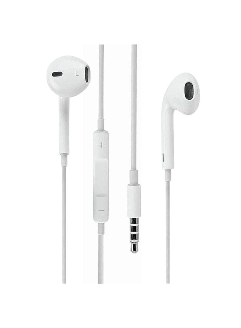 Stereo Wired Earphones with Mic, Volume Control, Deep Bass, 3.5mm Jack – Compatible with iPhone, Android, MP3 – White - Image 1