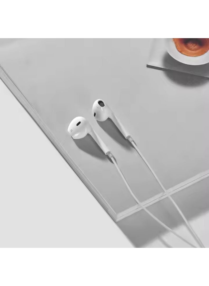 Stereo Wired Earphones with Mic, Volume Control, Deep Bass, 3.5mm Jack – Compatible with iPhone, Android, MP3 – White - Image 4
