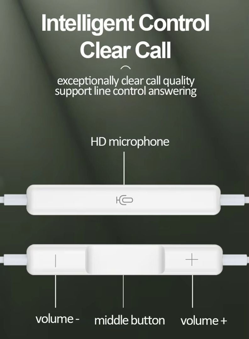 Stereo Wired Earphones with Mic, Volume Control, Deep Bass, 3.5mm Jack – Compatible with iPhone, Android, MP3 – White - Image 3