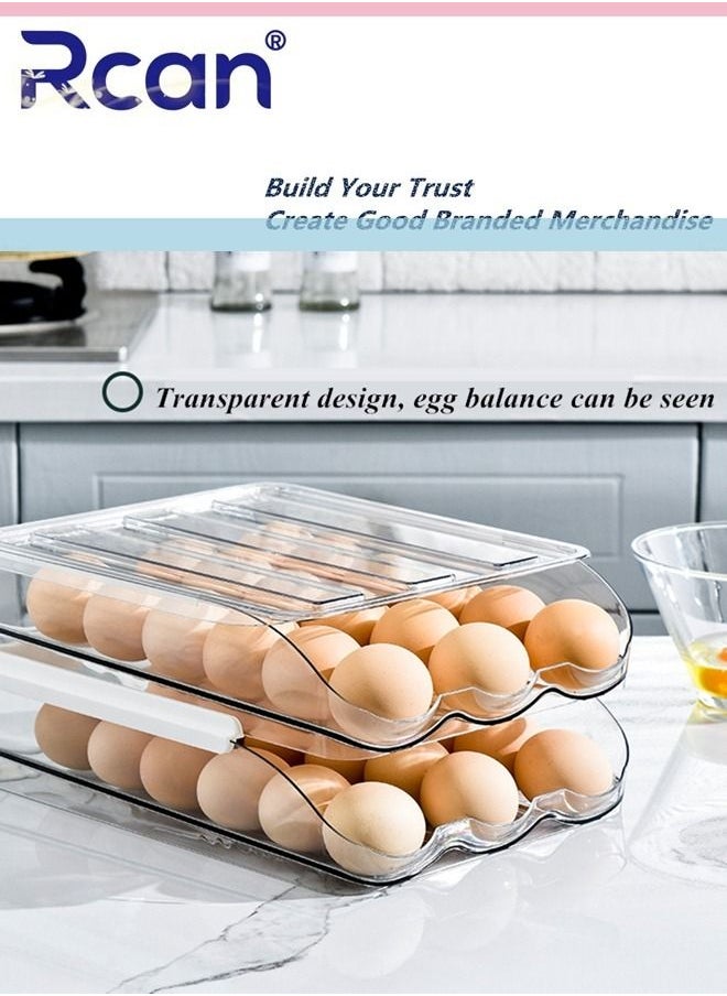 Rcan - 36 Grid Rolling Style Support Rack Egg Storage Box 2 Layer Tray Container Kitchen Countertop Reusable Multifunctional Clear Egg Holder Special Artifact Household Keep Fresh for Refrigerator Organizer - Image 1