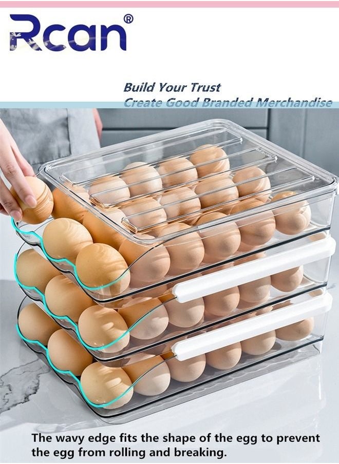 Rcan - 36 Grid Rolling Style Support Rack Egg Storage Box 2 Layer Tray Container Kitchen Countertop Reusable Multifunctional Clear Egg Holder Special Artifact Household Keep Fresh for Refrigerator Organizer - Image 1