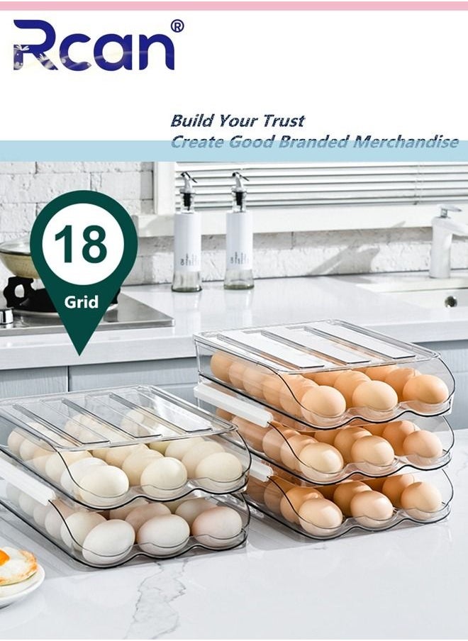 Rcan - 36 Grid Rolling Style Support Rack Egg Storage Box 2 Layer Tray Container Kitchen Countertop Reusable Multifunctional Clear Egg Holder Special Artifact Household Keep Fresh for Refrigerator Organizer - Image 1