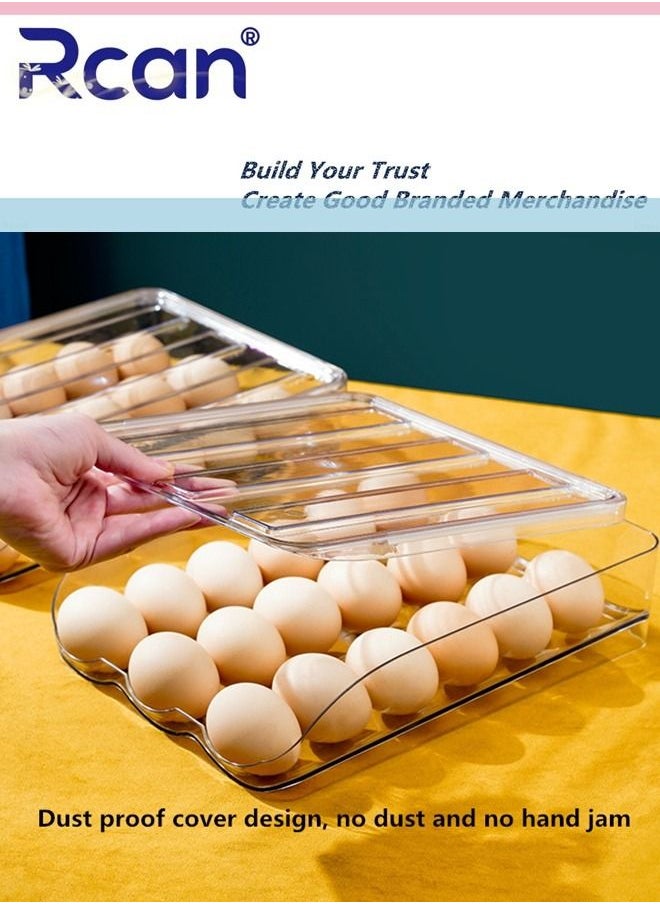 Rcan - 36 Grid Rolling Style Support Rack Egg Storage Box 2 Layer Tray Container Kitchen Countertop Reusable Multifunctional Clear Egg Holder Special Artifact Household Keep Fresh for Refrigerator Organizer - Image 1