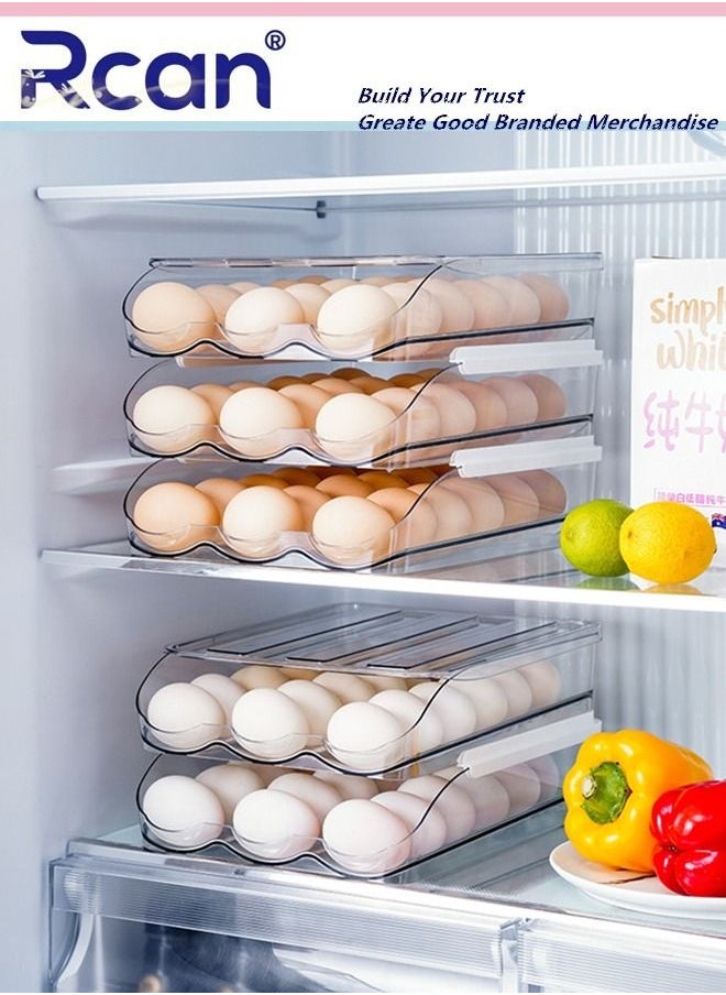 Rcan - 36 Grid Rolling Style Support Rack Egg Storage Box 2 Layer Tray Container Kitchen Countertop Reusable Multifunctional Clear Egg Holder Special Artifact Household Keep Fresh for Refrigerator Organizer - Image 1
