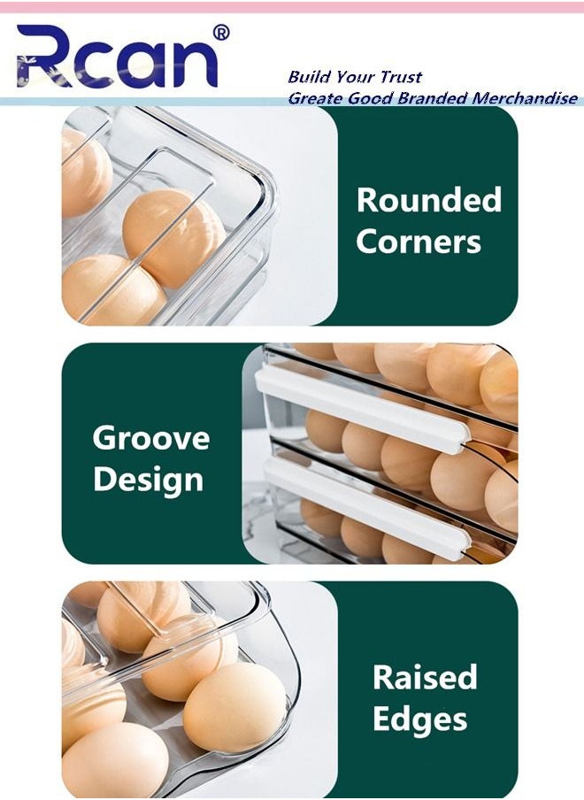 Rcan - 36 Grid Rolling Style Support Rack Egg Storage Box 2 Layer Tray Container Kitchen Countertop Reusable Multifunctional Clear Egg Holder Special Artifact Household Keep Fresh for Refrigerator Organizer - Image 1