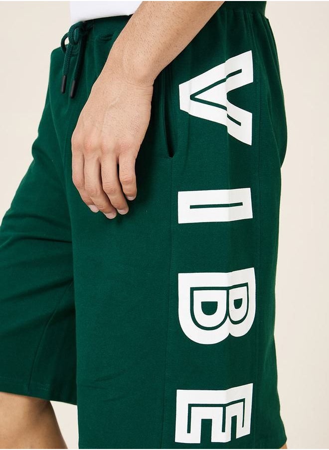 Styli - Oversized Terry Shorts with Bold Text Print Detail - Image 1
