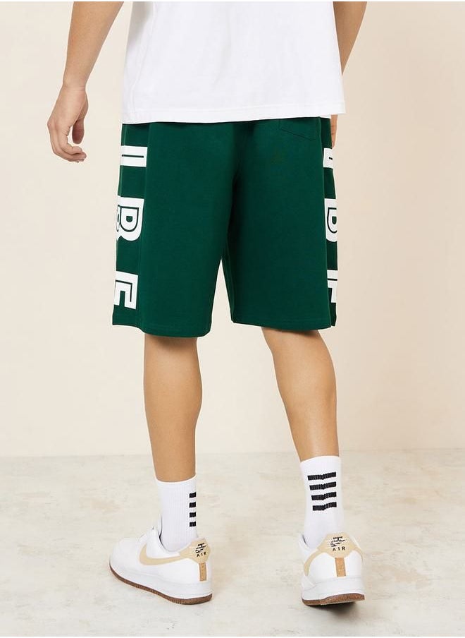 Styli - Oversized Terry Shorts with Bold Text Print Detail - Image 1
