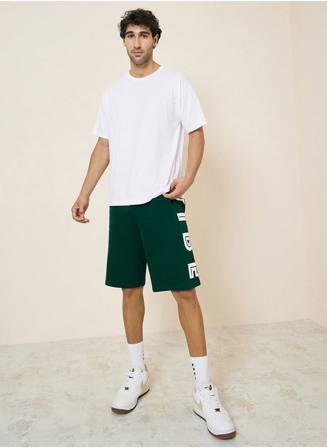 Styli - Oversized Terry Shorts with Bold Text Print Detail - Image 1