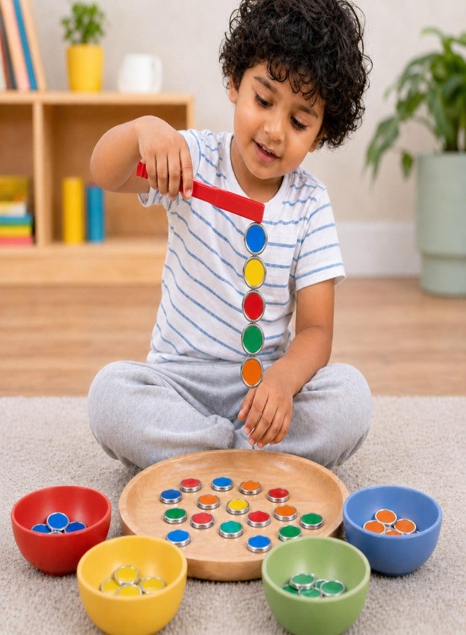 NISH Magnetic Wand & Chips Set for Kids (25 Colorful Chips) – Magnetic Wands for Kids Learning Toy – Color Sorting, Fine Motor Skills & STEM Activity – Safe Educational Toy for Ages 3+ - Image 2