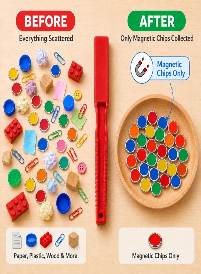NISH Magnetic Wand & Chips Set for Kids (25 Colorful Chips) – Magnetic Wands for Kids Learning Toy – Color Sorting, Fine Motor Skills & STEM Activity – Safe Educational Toy for Ages 3+ - Image 4