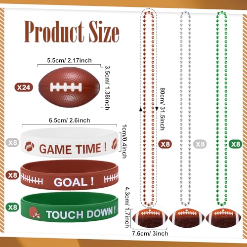JellyArch 72 Pcs Football Parade Throws Bulk Party Favors Mini Football Stress Balls Silicone Bracelets Beaded Necklace for Mardi Gras Parade Throws Bowl Game Day Party Supplies Accessories - Image 5